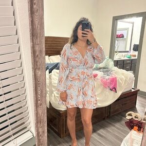 Francesca's Collections Pink and Blue Wrap Sundress